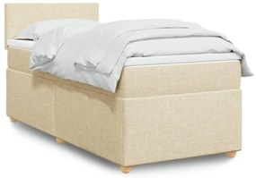 vidaXL Cama com molas/colchão 90x200 cm tecido cor crème
