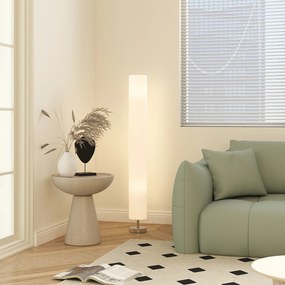 Candeeiro de pé moderno em coluna com luz suave, 40 W, 14 L x 14 L x 120 A cm, aço inoxidável branco