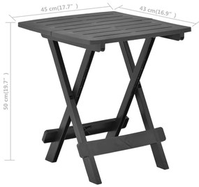 Mesa de jardim dobrável 45x43x50 cm plástico antracite