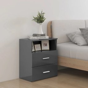 vidaXL Mesa de cabeceira 50x32x60 cm cinzento brilhante