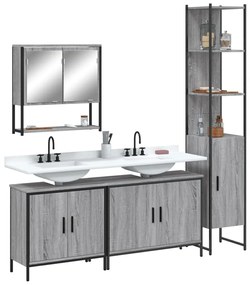 vidaXL 4 pcs Conjunto móveis casa de banho madeira proc. cinza sonoma