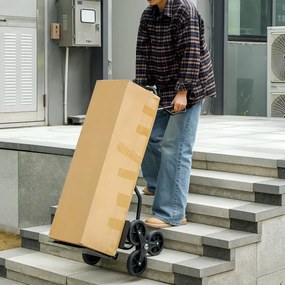 Carro de mão dobrável para escadas, 120 kg, 6 rodas; carro de mão para mudanças em aço com cordas telescópicas, 44 x 67 x 106,5 cm, preto