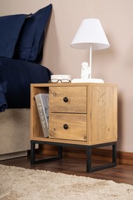 Mesa-de-Cabeceira Glimmer - Pinho Atlântico Preto - 45,2x50x29,5 cm