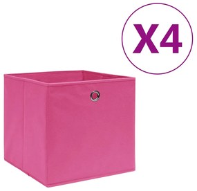 Caixas arrumação 4 pcs 28x28x28 cm tecido-não-tecido rosa