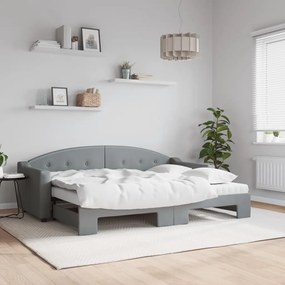 vidaXL Sofá-cama c/ gavetão e colchões 80x200 cm tecido cinzento-claro