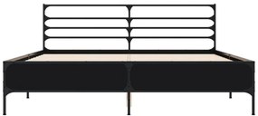 Estrutura de cama 150x200 cm derivados de madeira/metal preto