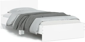 Estrutura de cama com cabeceira e luzes LED 100x200 cm branco