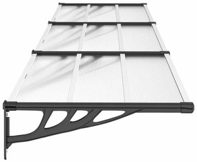 Toldo para porta 358,5x90 cm policarbonato preto/transparente