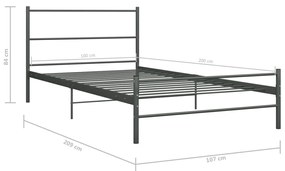 Estrutura de cama 100x200 cm metal cinzento