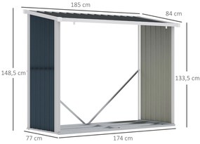 Outsunny Abrigo para Lenha de Aço Galvanizado Abrigo de Armazenamento