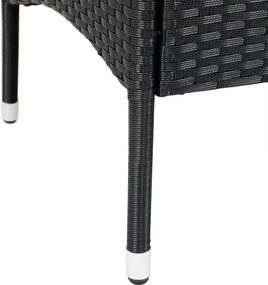 Banco de 2 lugares com mesa integrada em polirrattan 143 x 64 x 87 cm Preto