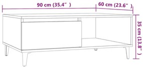 Mesa de centro 90x60x35 cm derivados madeira cinzento cimento
