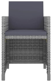 Conjunto de jantar para jardim 13 pcs vime PE cinzento