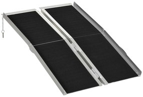 HOMCOM Rampa para Cadeiras de Rodas Dobrável 122x73,5 cm Rampa Portátil de Alumínio Antiderrapante para Escadas e Declives Preto