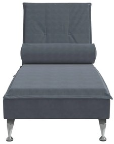Chaise lounge de massagem com rolo veludo cinzento-escuro