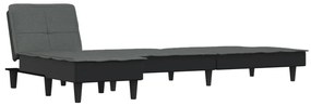 Sofá-cama em forma de L 255x140x70 cm tecido cinzento-escuro