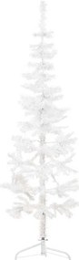 Meia árvore de Natal fina com suporte 180 cm branco