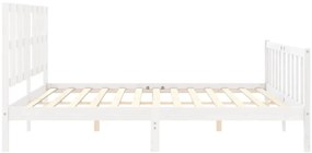 Estrutura de cama com cabeceira 180x200cm madeira maciça branco