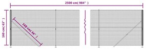 Cerca de malha de arame com flange 1,6x25 m antracite
