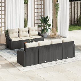 Conjunto de Sofás de Jardim de 8 Peças com Almofadas Pretas Rattan Acá