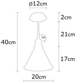 Candeeiro Suspenso Berceste – Preto – 20 cm x 40 cm