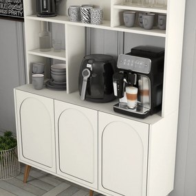 Armário de Cozinha/Sala "Caffè" - Creme e Nogueira  - 120x202x35cm - D