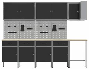 Conjunto de Armário e Painel de Ferramentas vidaXL com 12 Peças Preto