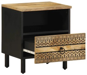 Mesas cabeceira 2 pcs 40x33x46 cm mangueira áspera maciça preto