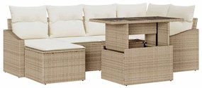 Conjunto de Sofá de Jardim com 7 Peças e Almofadas Bege em Rattan Sint