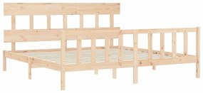 Cama sem colchão 200x200 cm madeira de pinho maciça