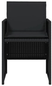 Cadeiras de jardim com almofadões 4 pcs vime PE preto