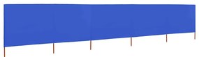 Para-vento com 5 painéis em tecido 600x80 cm azul-ciano
