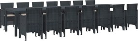vidaXL Conjunto de Jantar para Jardim com Almofadas 15 pcs Antracite