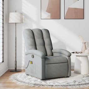 Poltrona de massagens reclinável tecido cinzento-claro