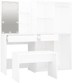 Conjunto toucador com LEDs madeira processada branco