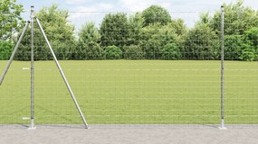 vidaXL Cerca Euro com 7 Postes Flangeados 1.4x10 m Aço Galvanizado