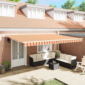 vidaXL Toldo Retrátil Manual Amarelo e Laranja 500x300 cm