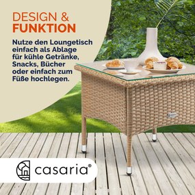 Mesa de apoio jardim Polyrattan 50x50x45cm cinzento-bege