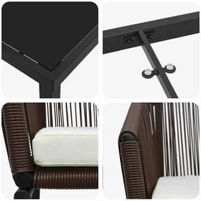Conjunto de Jantar de Jardim com 5 Peças e Almofadas em Rattan de Poli
