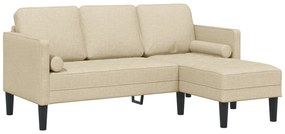 Sofá L de 3 Lugares vidaXL Creme 160 cm em Tecido