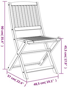 Cadeiras de jardim dobráveis 8 pcs 48,5x57x90 cm acácia maciça