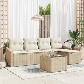 Conjunto de Jantar de Jardim de 6 Peças com Almofadas em Rattan Listra