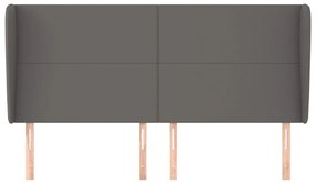 Cabeceira cama c/ abas couro artif. 163x23x118/128 cm cinzento