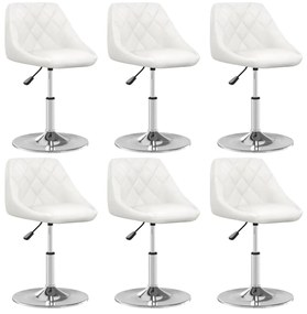 Cadeiras de jantar 6 pcs couro artificial branco