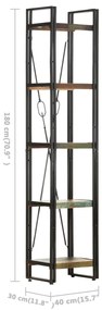 Estante c/ 5 prateleiras 40x30x180 cm madeira recuperada maciça