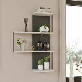 Estante de Parede Cambel – Branco e Antracite – 64x96x19 cm