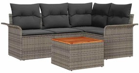 Conjunto de Sofá de Jardim com 5 Peças e Almofadas de Rattan Sintético