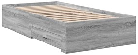 Estrutura de cama c/ gavetas derivados madeira cinza sonoma