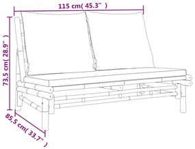 5 pcs conjunto lounge jardim bambu c/ almofadões cinza-escuro
