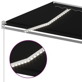 Toldo retrátil manual com LED 500x300 cm antracite